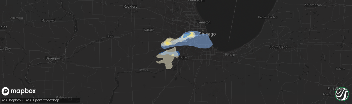 Hail map in Plainfield, IL on July 24, 2025