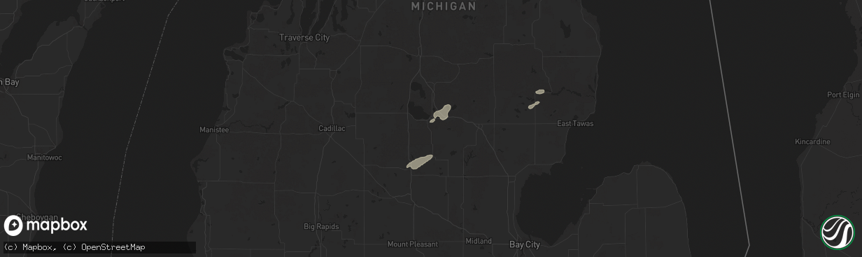 Hail map in Prudenville, MI on July 24, 2025
