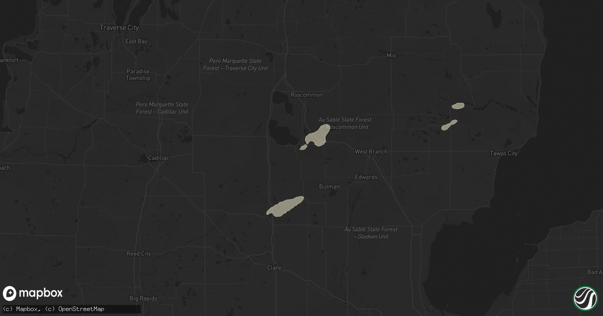 Hail map in Prudenville, MI on July 24, 2025