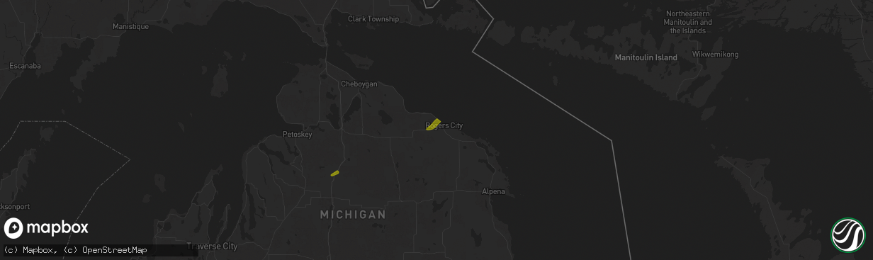Hail map in Rogers City, MI on July 24, 2025