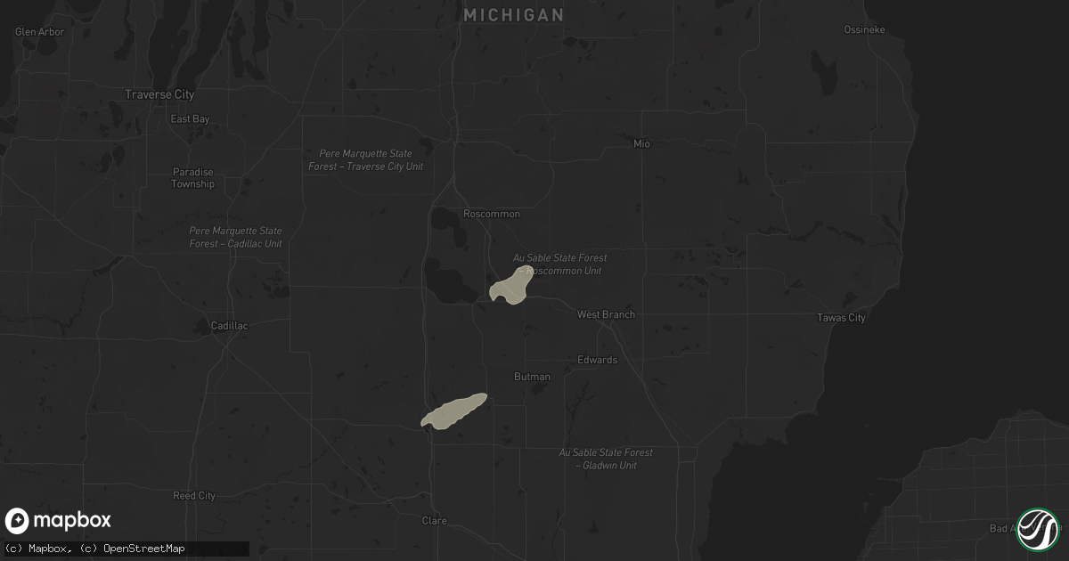 Hail map in Saint Helen, MI on July 24, 2025