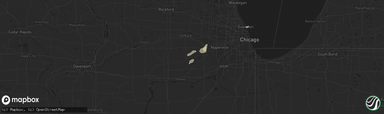 Hail map in Sandwich, IL on July 24, 2025