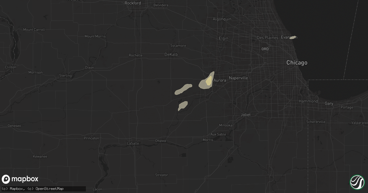 Hail map in Sandwich, IL on July 24, 2025