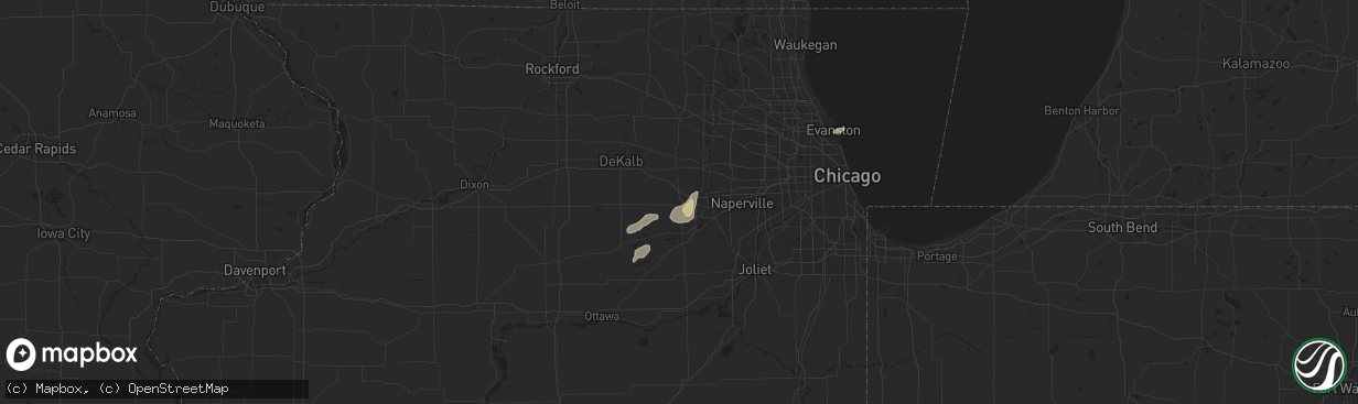 Hail map in Sugar Grove, IL on July 24, 2025