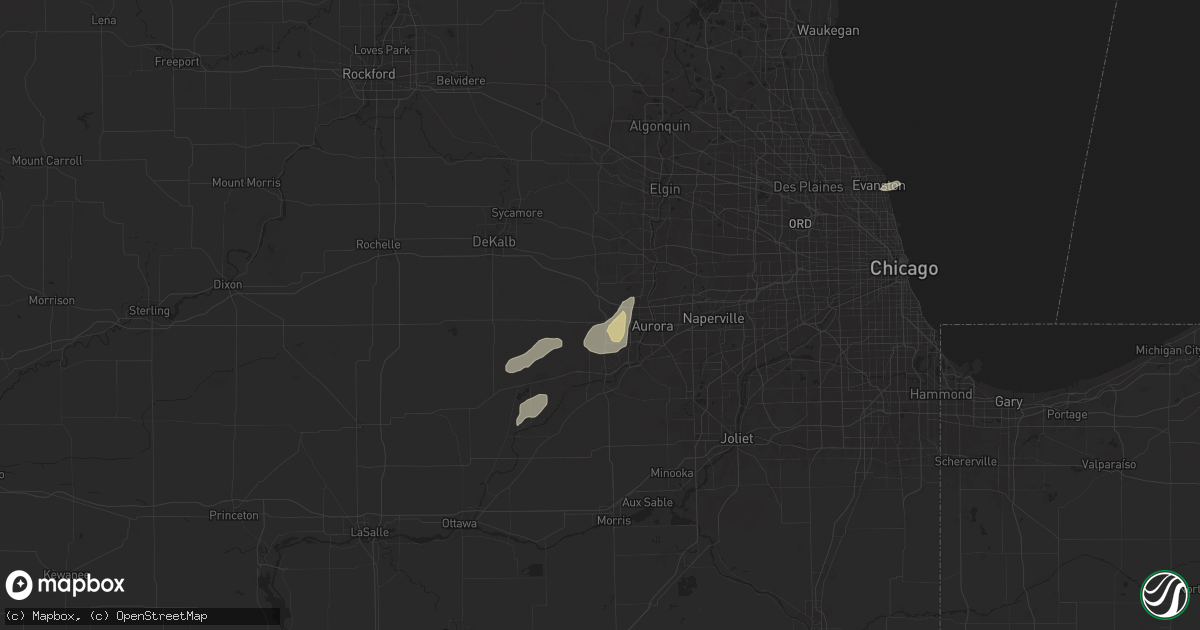 Hail map in Sugar Grove, IL on July 24, 2025