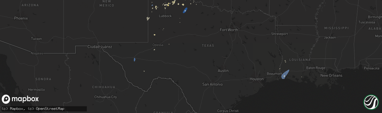Hail map in Texas on July 24, 2025