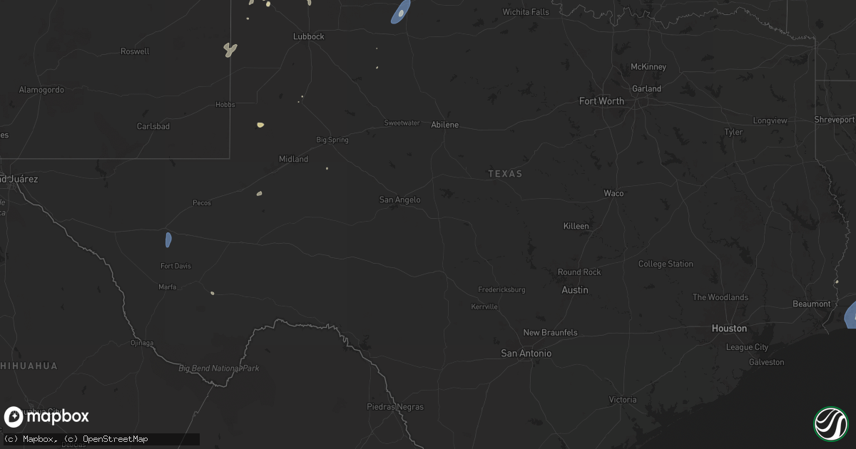 Hail map in Texas on July 24, 2025