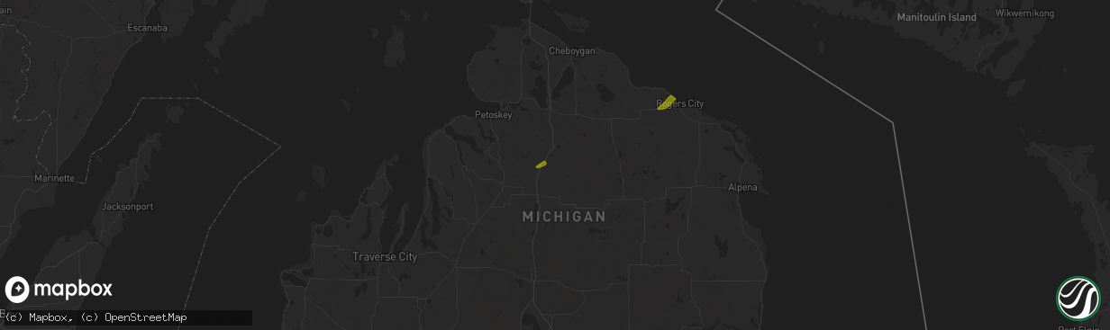 Hail map in Vanderbilt, MI on July 24, 2025