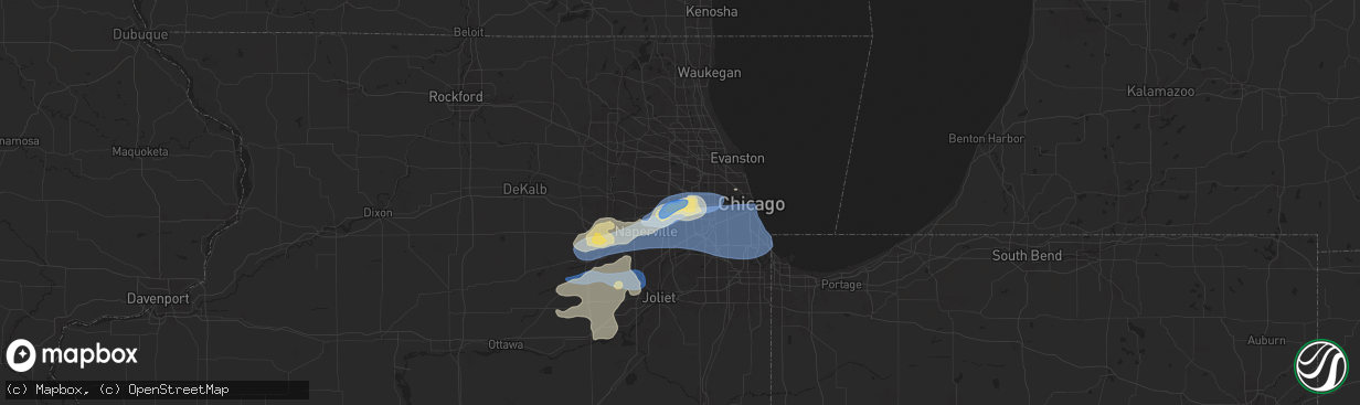 Hail map in Villa Park, IL on July 24, 2025