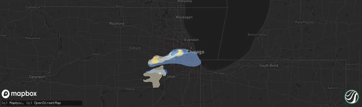 Hail map in Westchester, IL on July 24, 2025