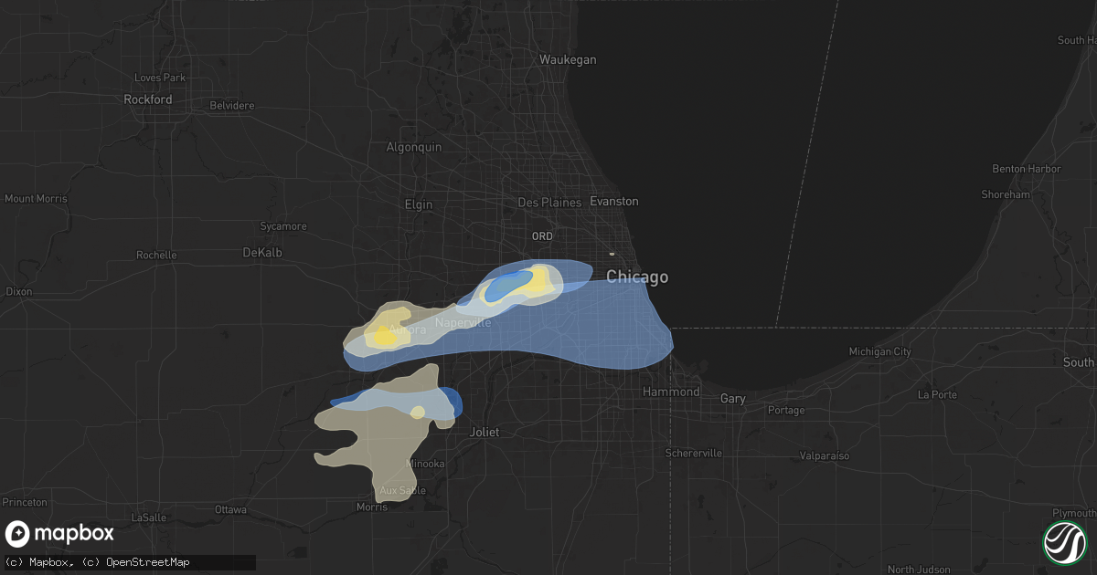 Hail map in Westchester, IL on July 24, 2025