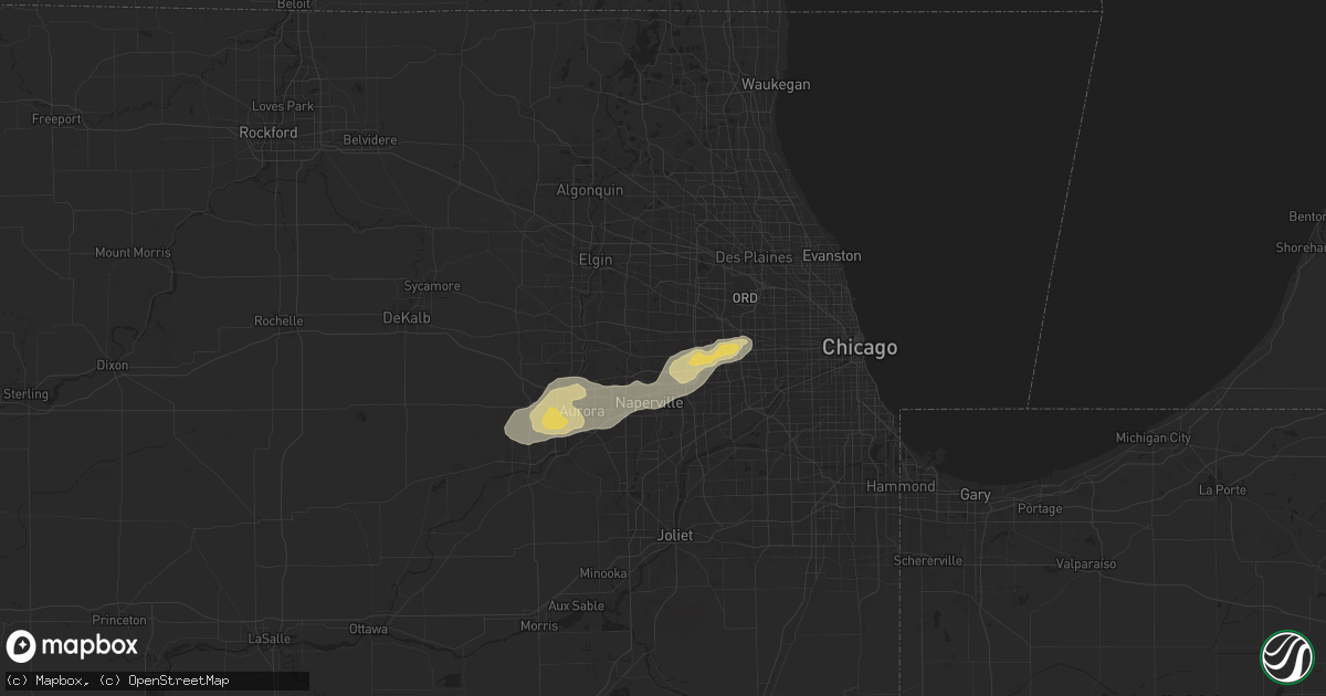 Hail map in Wheaton, IL on July 24, 2025