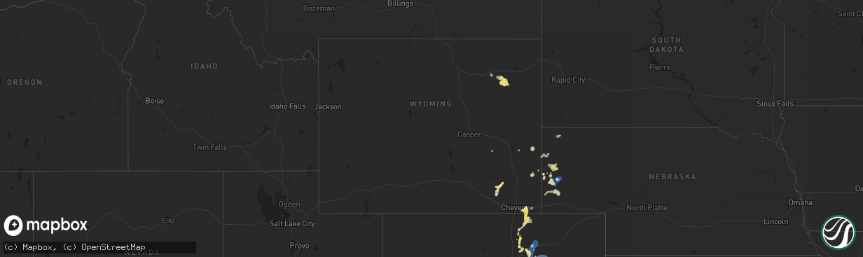 Hail map in Wyoming on July 24, 2025
