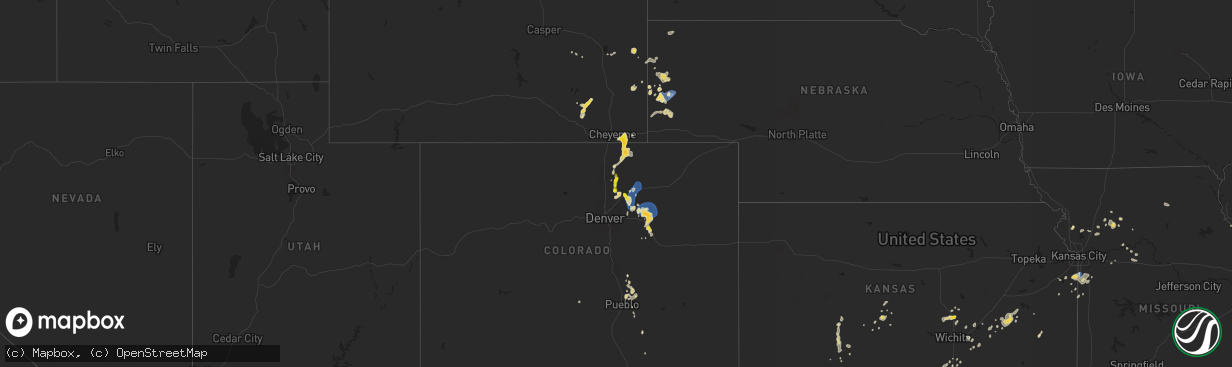 Hail map on July 24, 2025