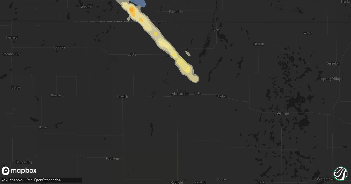 Hail map in Aberdeen, SD on July 24, 2026