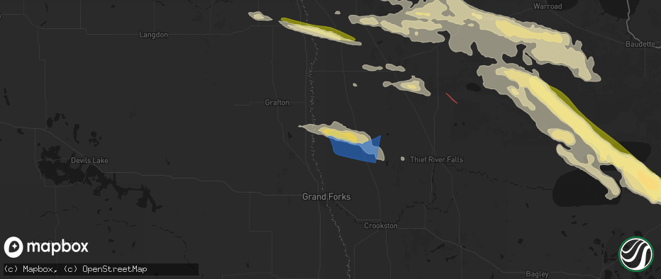 Hail map in Alvarado, MN on July 24, 2026