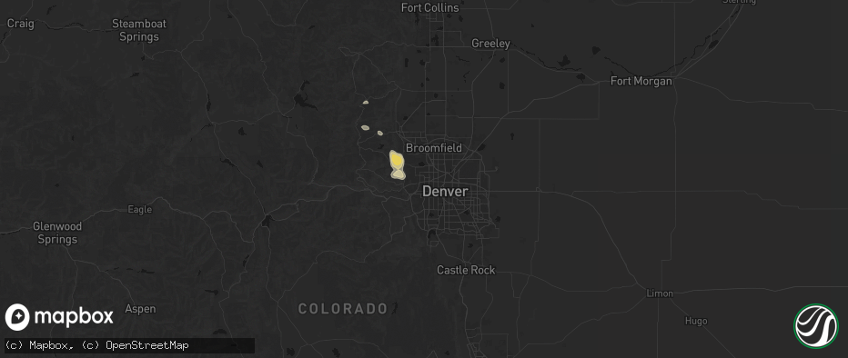 Hail map in Arvada, CO on July 24, 2026