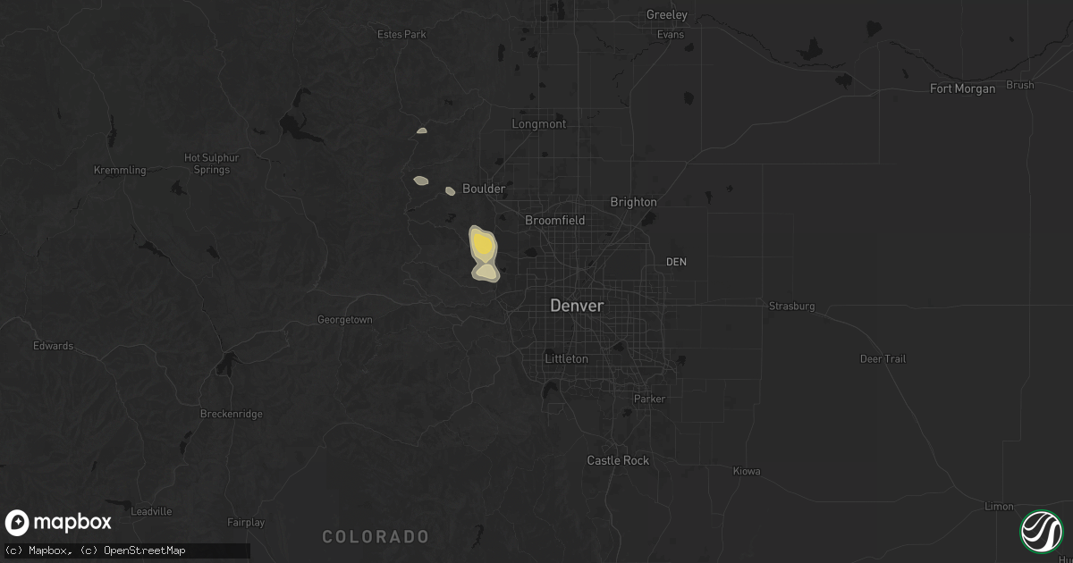 Hail map in Arvada, CO on July 24, 2026