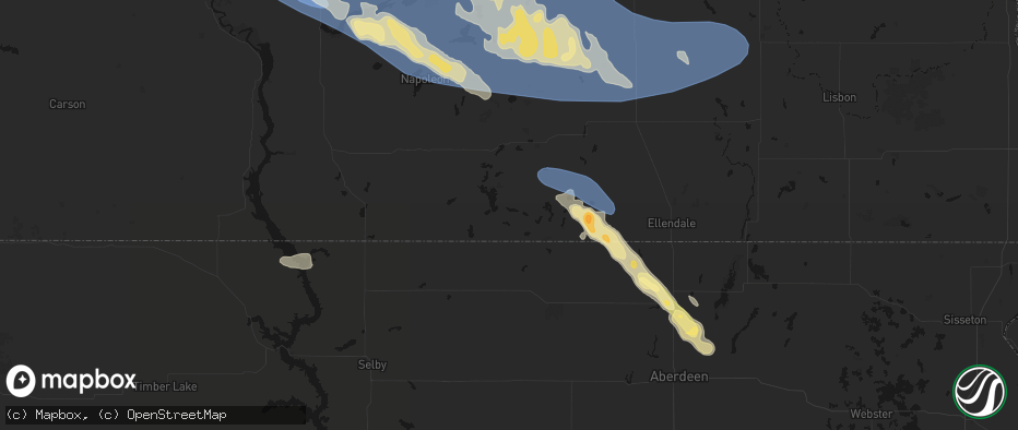 Hail map in Ashley, ND on July 24, 2026
