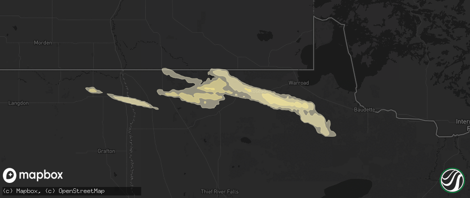 Hail map in Badger, MN on July 24, 2026
