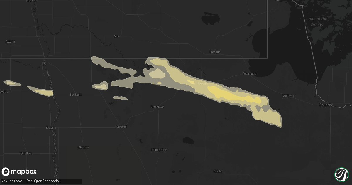 Hail map in Badger, MN on July 24, 2026