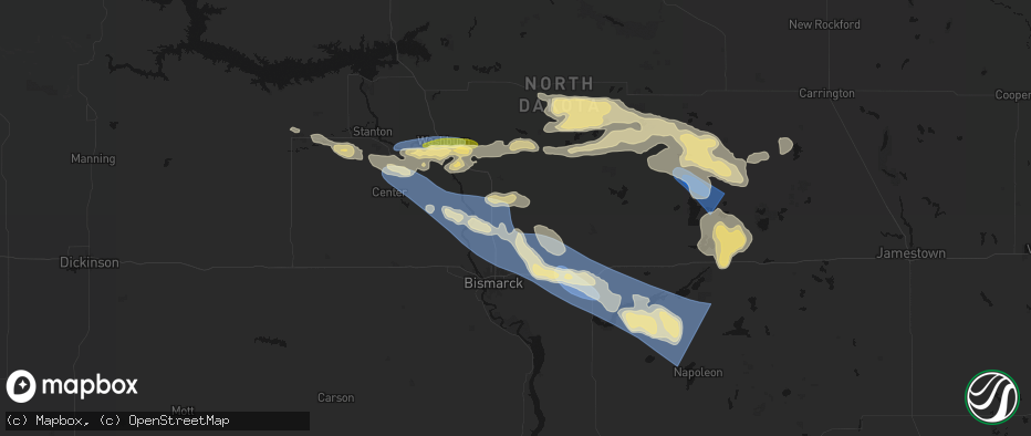 Hail map in Baldwin, ND on July 24, 2026