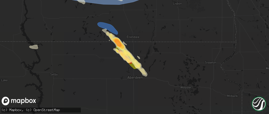 Hail map in Barnard, SD on July 24, 2026