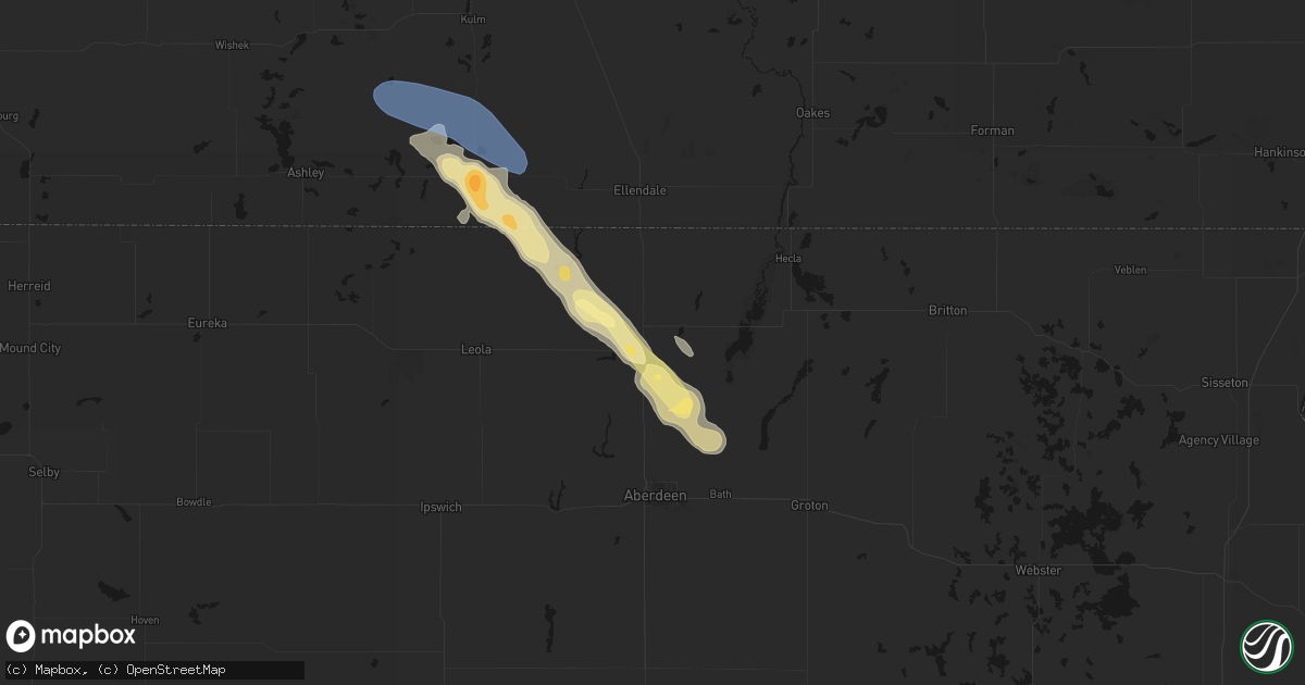 Hail map in Barnard, SD on July 24, 2026
