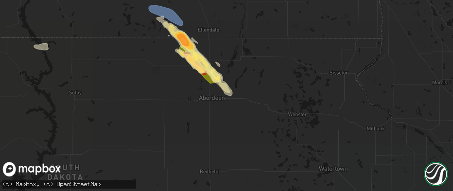 Hail map in Bath, SD on July 24, 2026