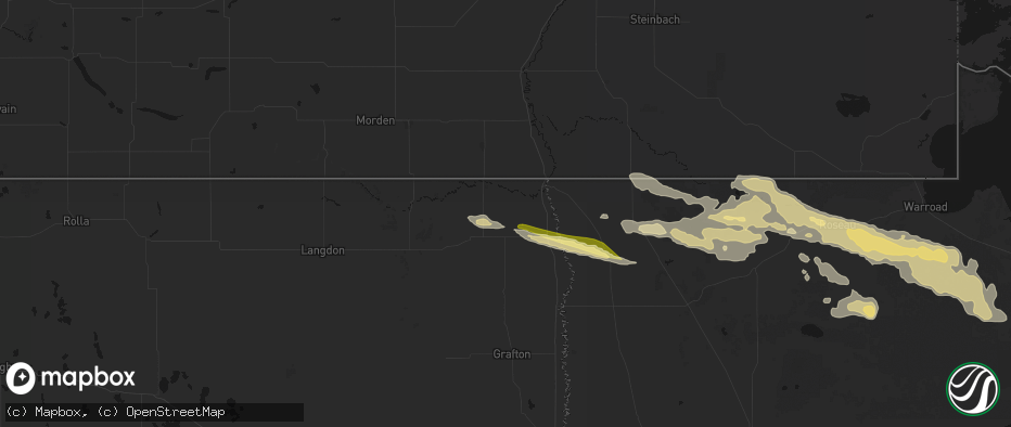 Hail map in Bathgate, ND on July 24, 2026