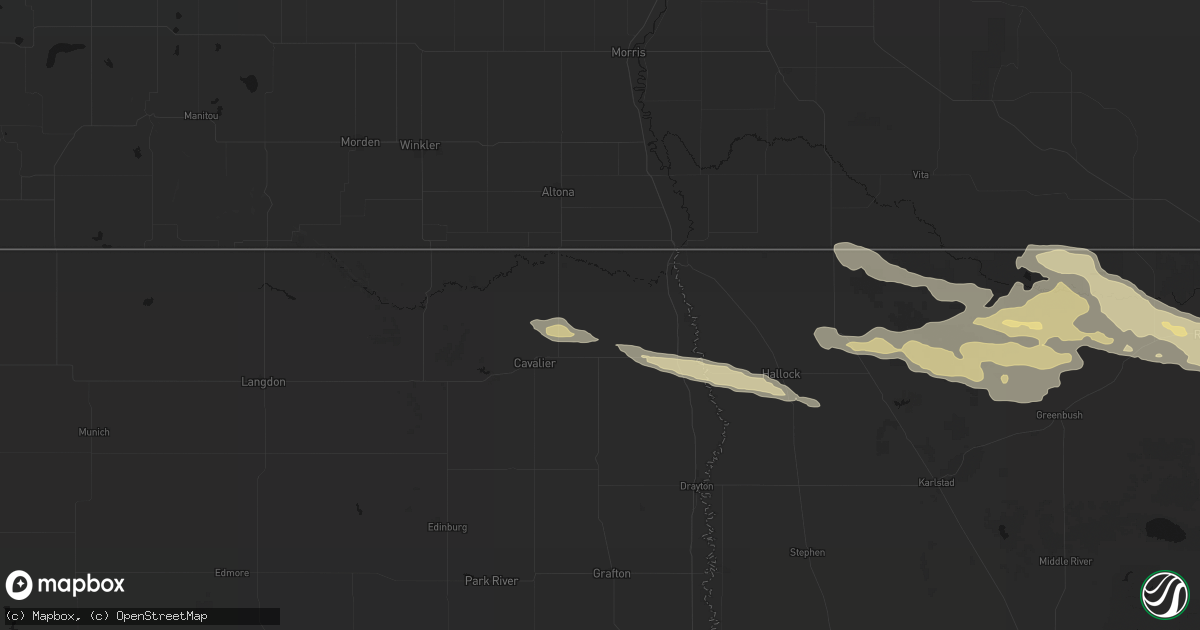 Hail map in Bathgate, ND on July 24, 2026