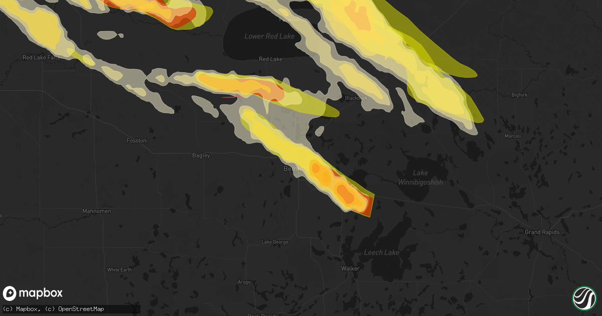 Hail map in Bemidji, MN on July 24, 2026