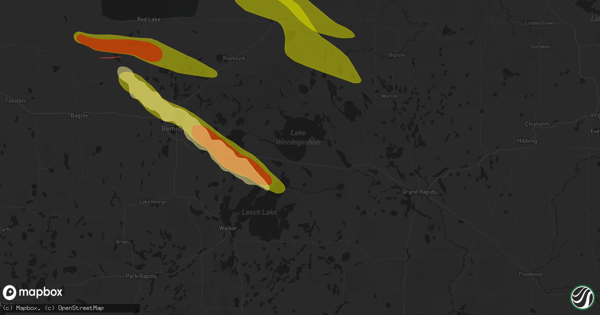 Hail map in Bena, MN on July 24, 2026