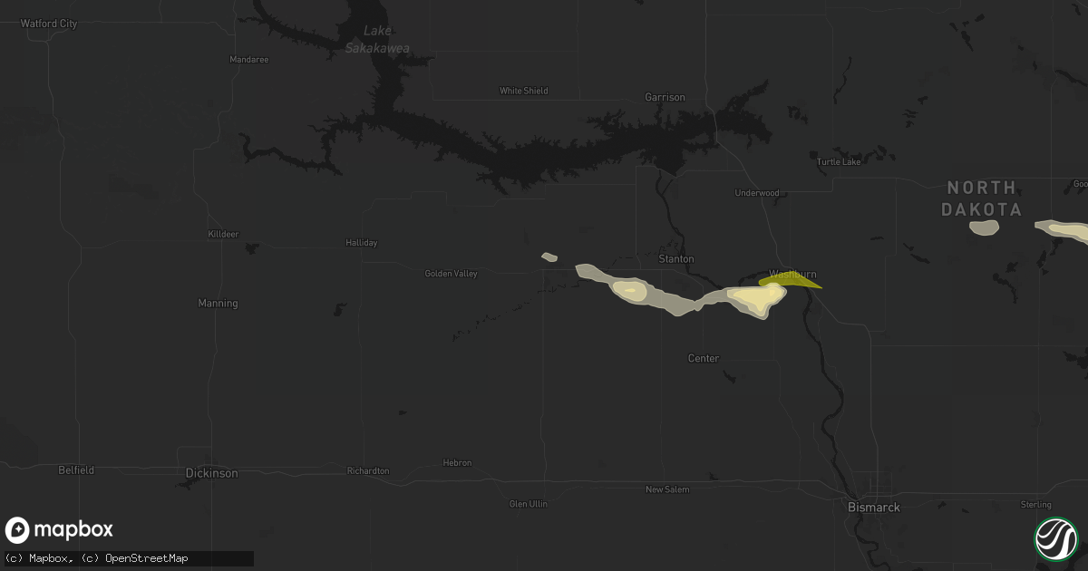 Hail map in Beulah, ND on July 24, 2026
