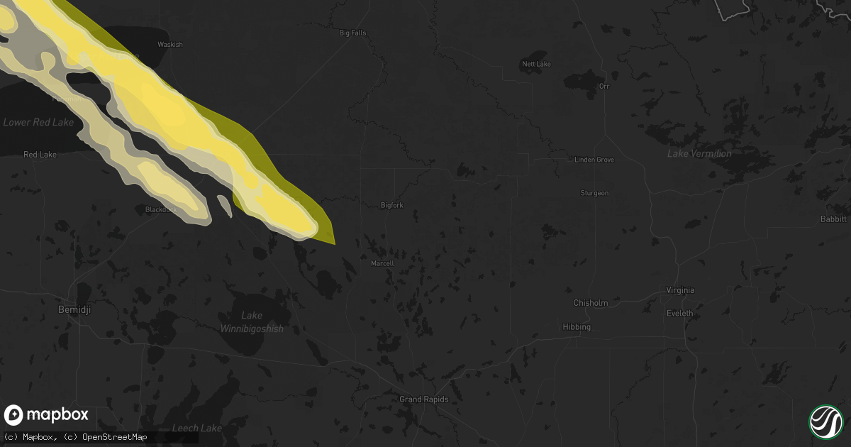 Hail map in Bigfork, MN on July 24, 2026