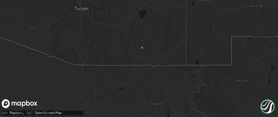 Hail map in Bisbee, AZ on July 24, 2026