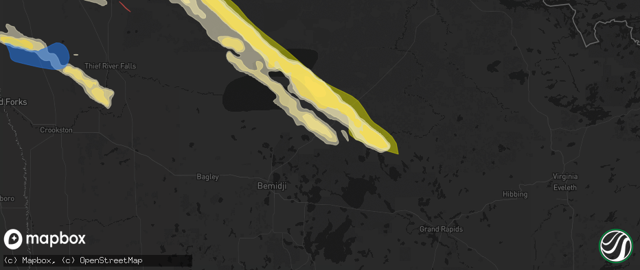 Hail map in Blackduck, MN on July 24, 2026