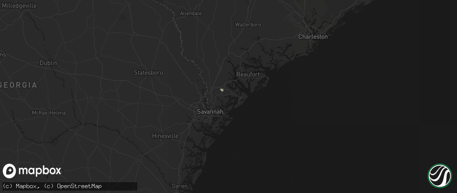 Hail map in Bluffton, SC on July 24, 2026