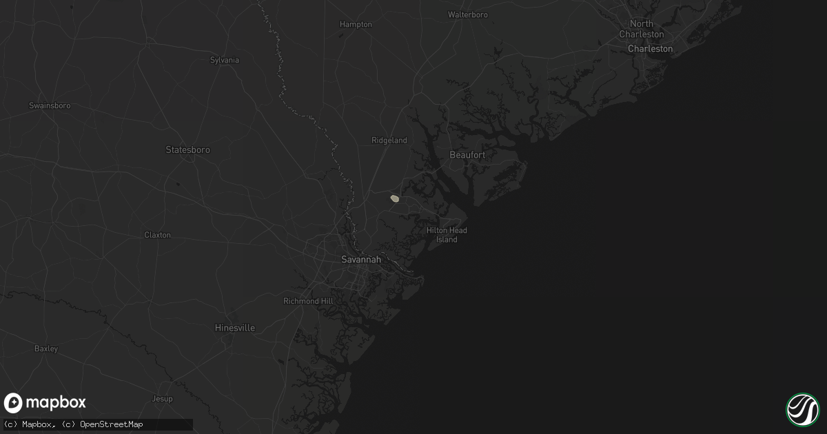 Hail map in Bluffton, SC on July 24, 2026
