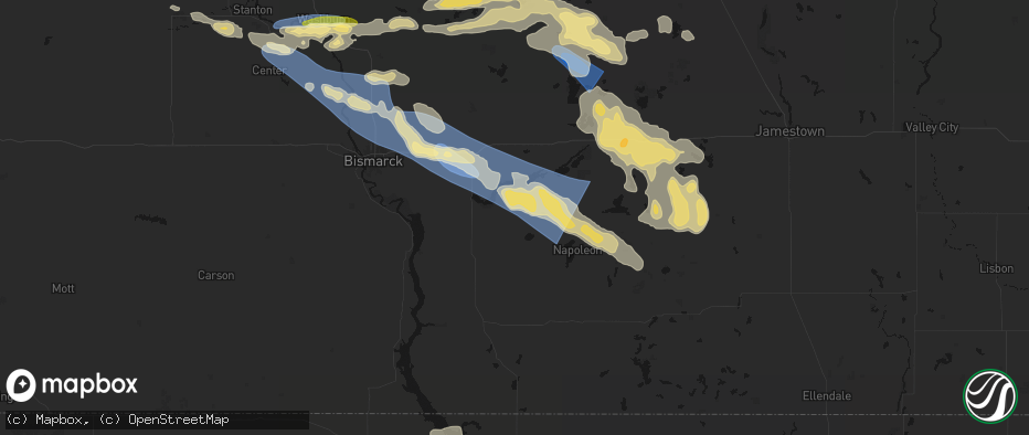 Hail map in Braddock, ND on July 24, 2026