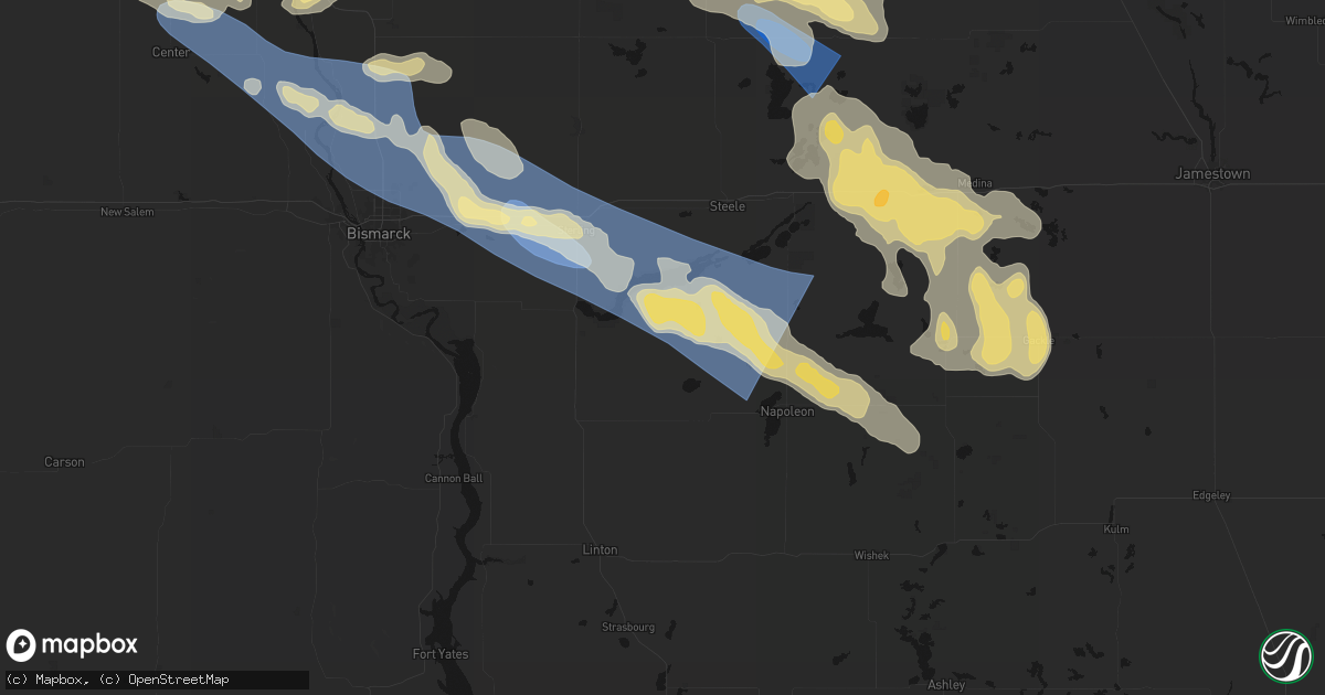 Hail map in Braddock, ND on July 24, 2026