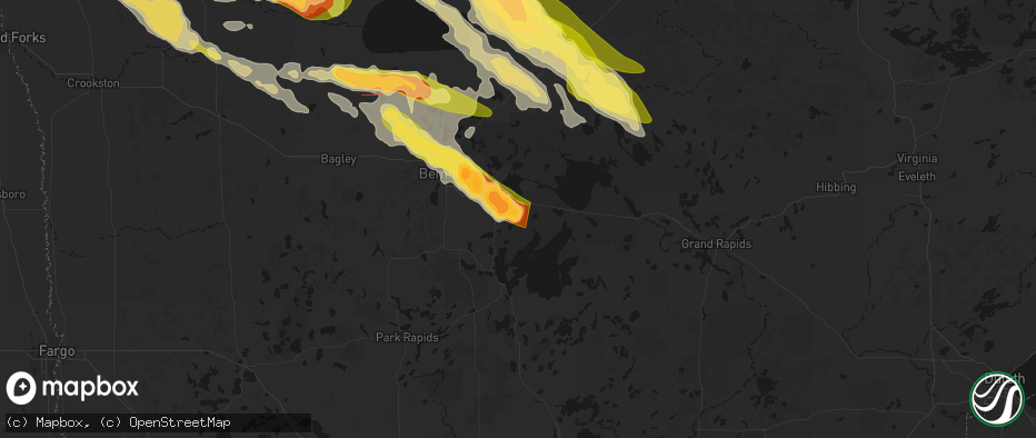Hail map in Cass Lake, MN on July 24, 2026