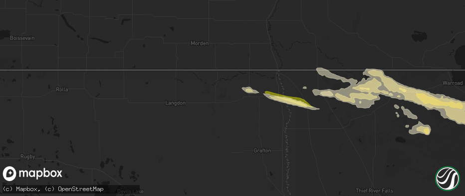Hail map in Cavalier, ND on July 24, 2026