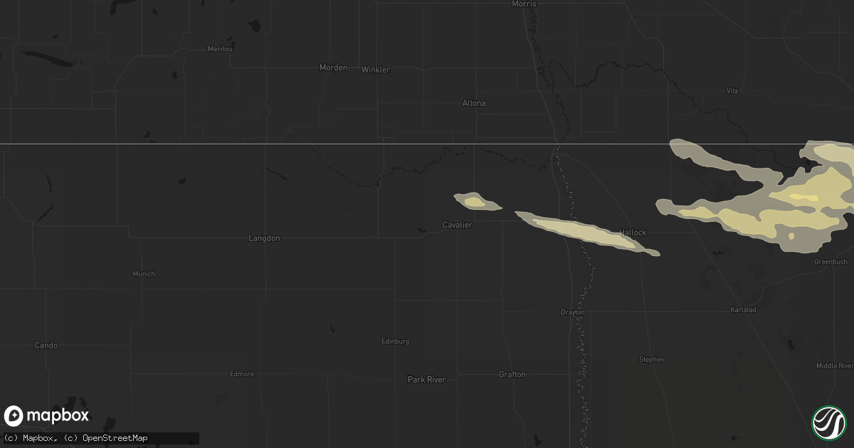 Hail map in Cavalier, ND on July 24, 2026