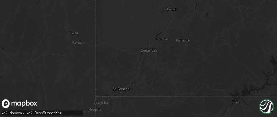 Hail map in Cedar City, UT on July 24, 2026