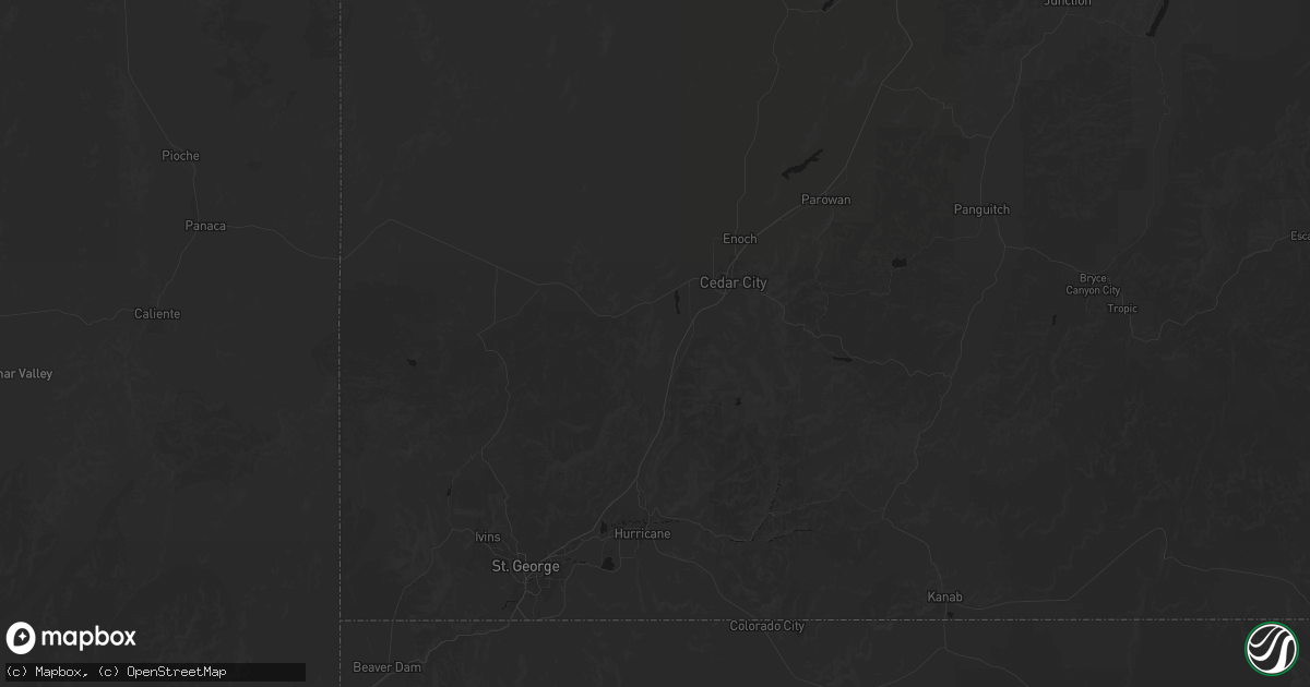 Hail map in Cedar City, UT on July 24, 2026