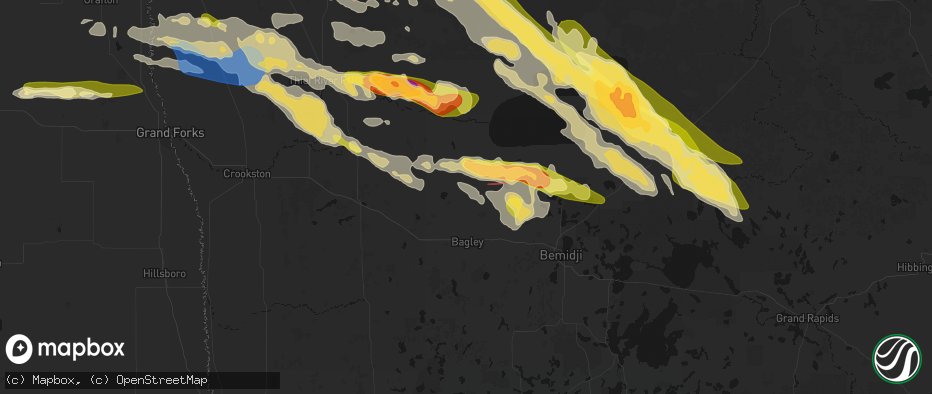 Hail map in Clearbrook, MN on July 24, 2026