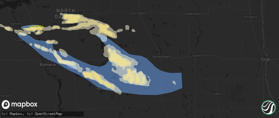 Hail map in Cleveland, ND on July 24, 2026