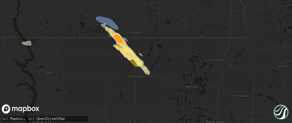 Hail map in Columbia, SD on July 24, 2026