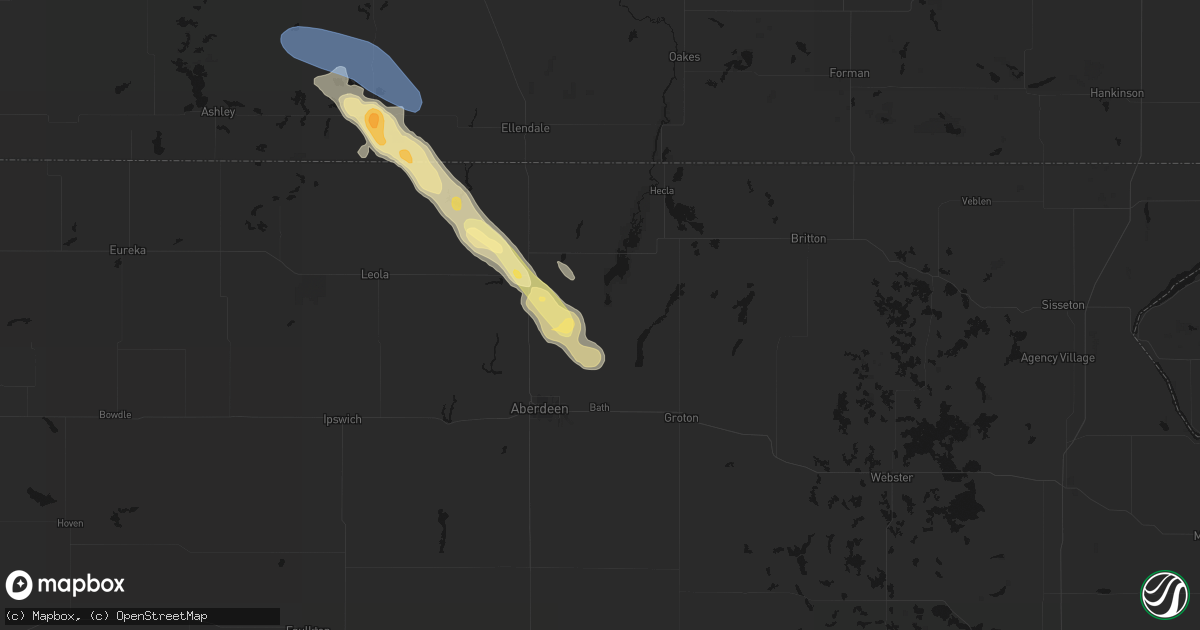 Hail map in Columbia, SD on July 24, 2026